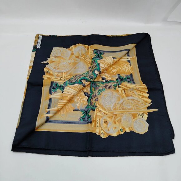 Authentic Hermes Carre 90 Azvlejos Black 100% Silk Scarf mn360-121325 - Picture 3 of 9